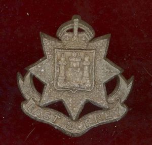 East Surrey Regiment WW2 plastic economy cap badge.