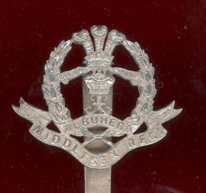 Middlesex Regiment Edwardian Officer's H/M silver pagri badge