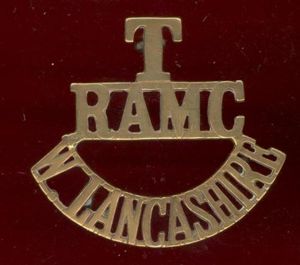 T / RAMC / W. LANCASHIRE metal shoulder title.