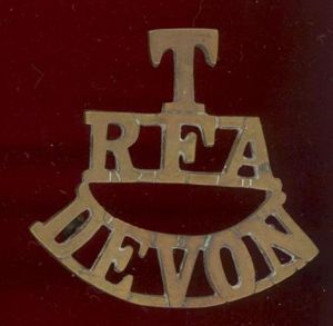 T / RFA / DEVON WW1 shoulder title