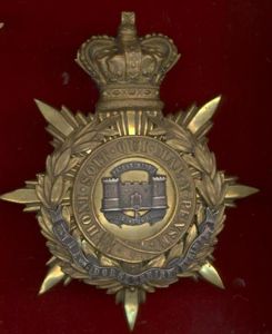 The Dorsetshire Regiment Victorian Officer's helmet plate .