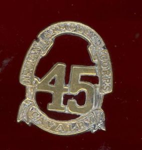 Indian Army 45th Cavalry Indian Armoured Corps WW2 cap badge