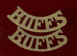 BUFF'S East Kent Regiment Indian made shoulder titles