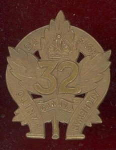 Canadian 32nd Manitoba & Saskatchewan WW1 CEF OR's cap badge