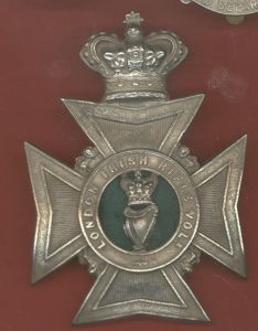 London Irish Rifle Volunteers Officer's / NCO's Victorian helmet plate
