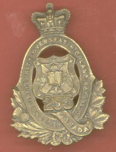 Canadian 253rd Queen's University Highland Bn. WW1 CEF cap badge