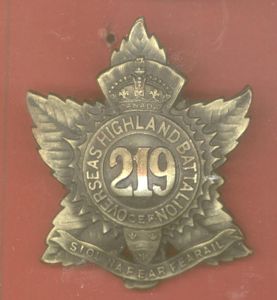 Canadian 219th Nova Scotia Highlanders Bn. WW1 CEF cap badge