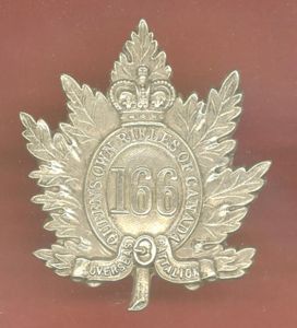 Canadian 166th Toronto Bn. WW1 CEF cap badge