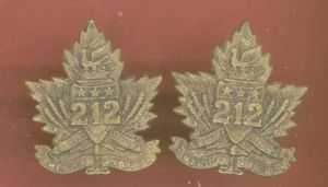 Canadian 212th Winnipeg Americans Bn. CEF WW1 Collar Badges