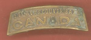 Canada. 29th Vancouver Battalion CEF WW1 shoulder title