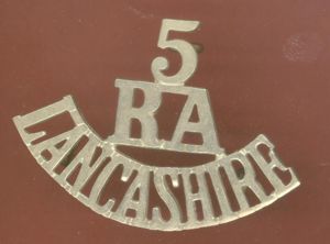 5 / RA / LANCASHIRE Edwardian shoulder title