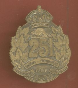 Canadian 251st Winnipeg Goodfellows Bn. WW1 CEF cap badge