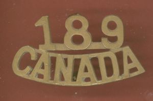 Canada. 189th Battalion Frazierville, Quebec CEF WW1 shoulder title