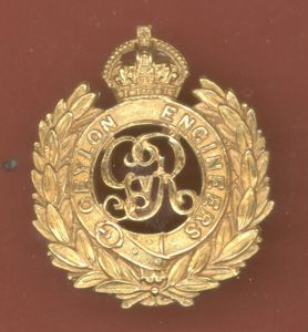 Indian Army Ceylon Engineers WW1 Officer's cap badge