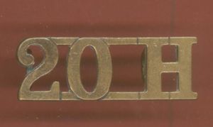 20 H 20th Hussars WW1 shoulder title