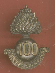 Canadian 100th Winnipeg Bn. WW1 CEF cap badge