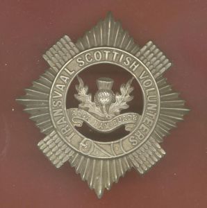 South African Transvaal Scottish Volunteers OR's glengarry badge