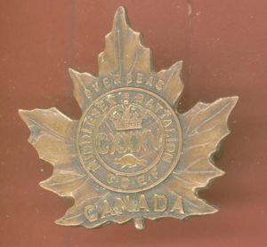 Canadian 135th Middlesex Bn. WW1 CEF cap badge