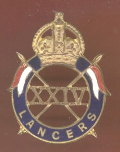 24th Lancers WW2 Officer's Dress cap badge