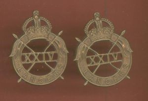 24th Lancers WW2 Officer's OSD collar badges