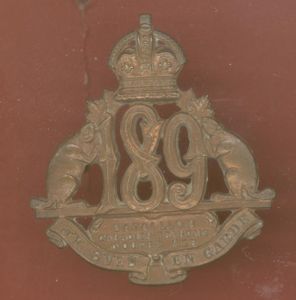 Canada. 189th Battalion Frazierville, Quebec Officer's CEF WW1 cap badge