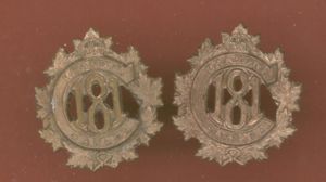 Canadian 181st Brandon Bn. WW1 CEF collar badges