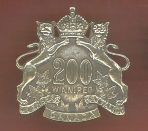 Canadian 200th (Winnipeg) Bn. WW1 CEF Officer's cap badge