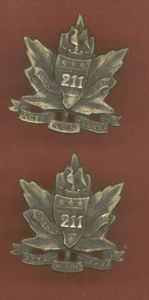 Canadian 211th Alberta Americans Bn. Officer's Collar Badges