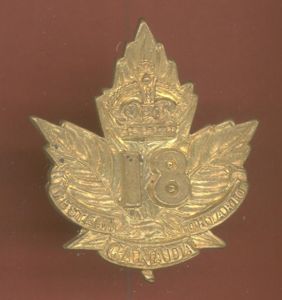 Canadian 18th London Ontario Bn. WW1 CEF cap badge