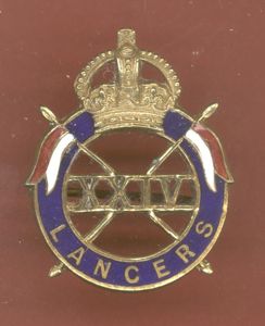 24th Lancers WW2 Officer's Dress badge