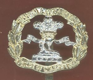 The South Lancashire (PWV) Regiment staybright cap badge