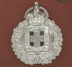 British Colonial Jamaica Police Constabulary Obsolete Sun Hat Badge