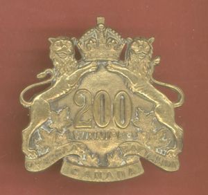 Canadian 200th (Winnipeg) Bn. WW1 CEF Officer's cap badge
