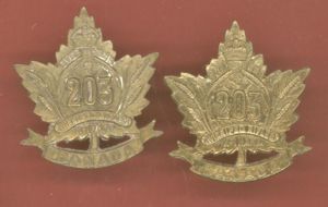 Canadian 203rd Winnipeg Rifles Bn. WW1 CEF collar badges