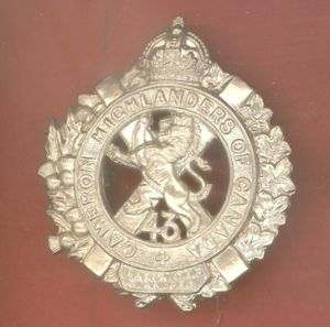 Canadian 43rd Cameron Highlanders of Canada Bn. WW1 CEF glengarry …