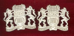 Westminster Dragoons Officer's collar badges