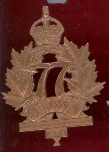 Canadian 77th Ottawa Bn. WW1 CEF cap badge
