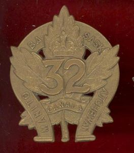 Canadian 32nd Manitoba & Saskatchewan WW1 CEF OR's cap badge