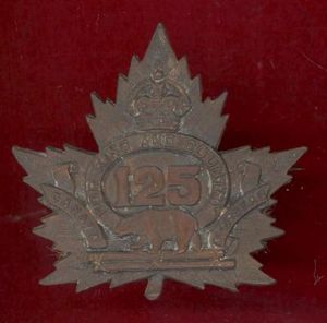 Canadian 125th Brantford Bn. WW1 CEF cap badge
