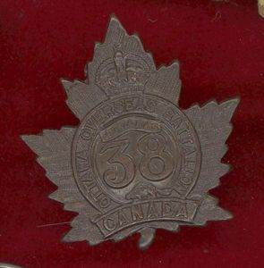 Canadian 38th Ottawa Bn. WW1 CEF cap badge