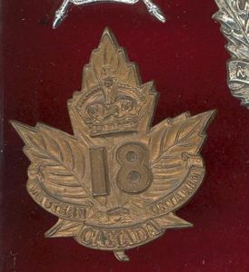 Canadian 18th London Ontario Bn. WW1 CEF cap badge