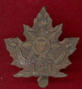 Canadian 123rd Toronto Bn. WW1 CEF cap badge