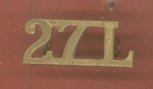 27L 27th Lancers WW2 War Raised shoulder title