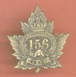 Canadian 156th Brockville, Ontario Bn. WW1 CEF cap badge