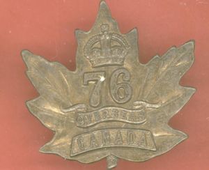 Canadian 76th Barrie, Ontario Bn. WW1 CEF cap badge