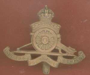 Territorial Royal Artillery WW1 Or's economy issue cap badge