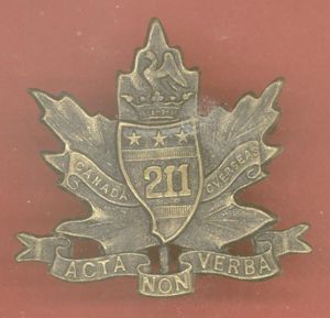 Canadian 211th Alberta Americans Bn. OR's Cap Badge