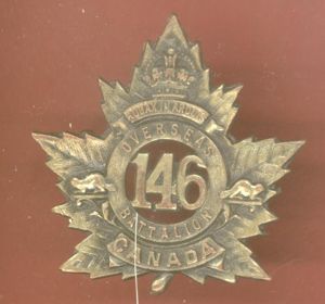 Canadian 146th Kingston Bn. WW1 CEF cap badge