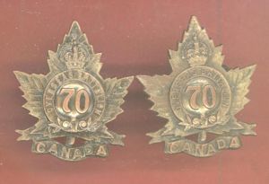 Canadian 70th London Ontario Bn. CEF WW1 Collar Badges