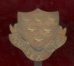Sussex V.T.C. WW1 cap badge